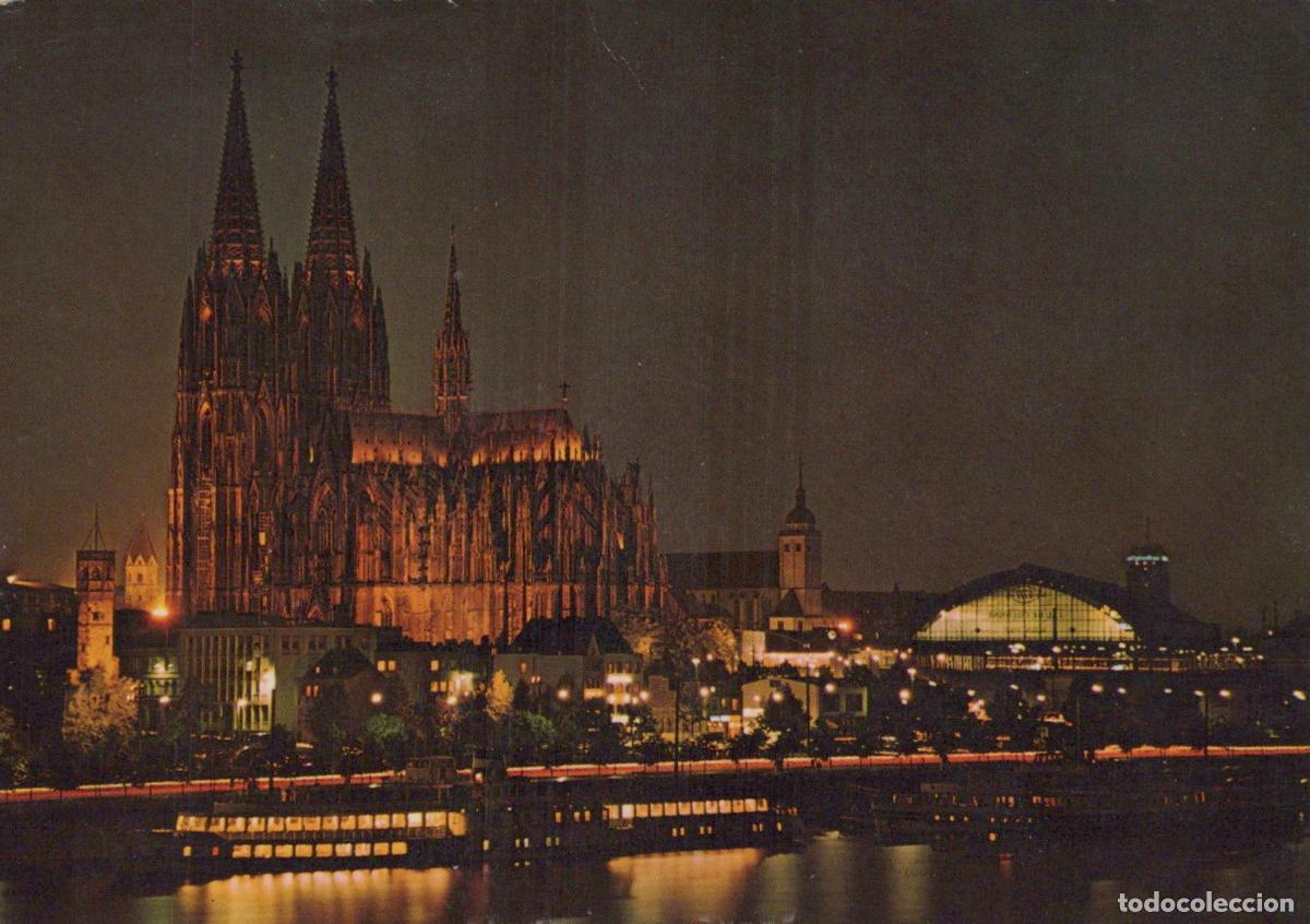 Postcards: Germany Cologne Cathedral and Rhine River At Night Illuminated Cityscape *YAT622