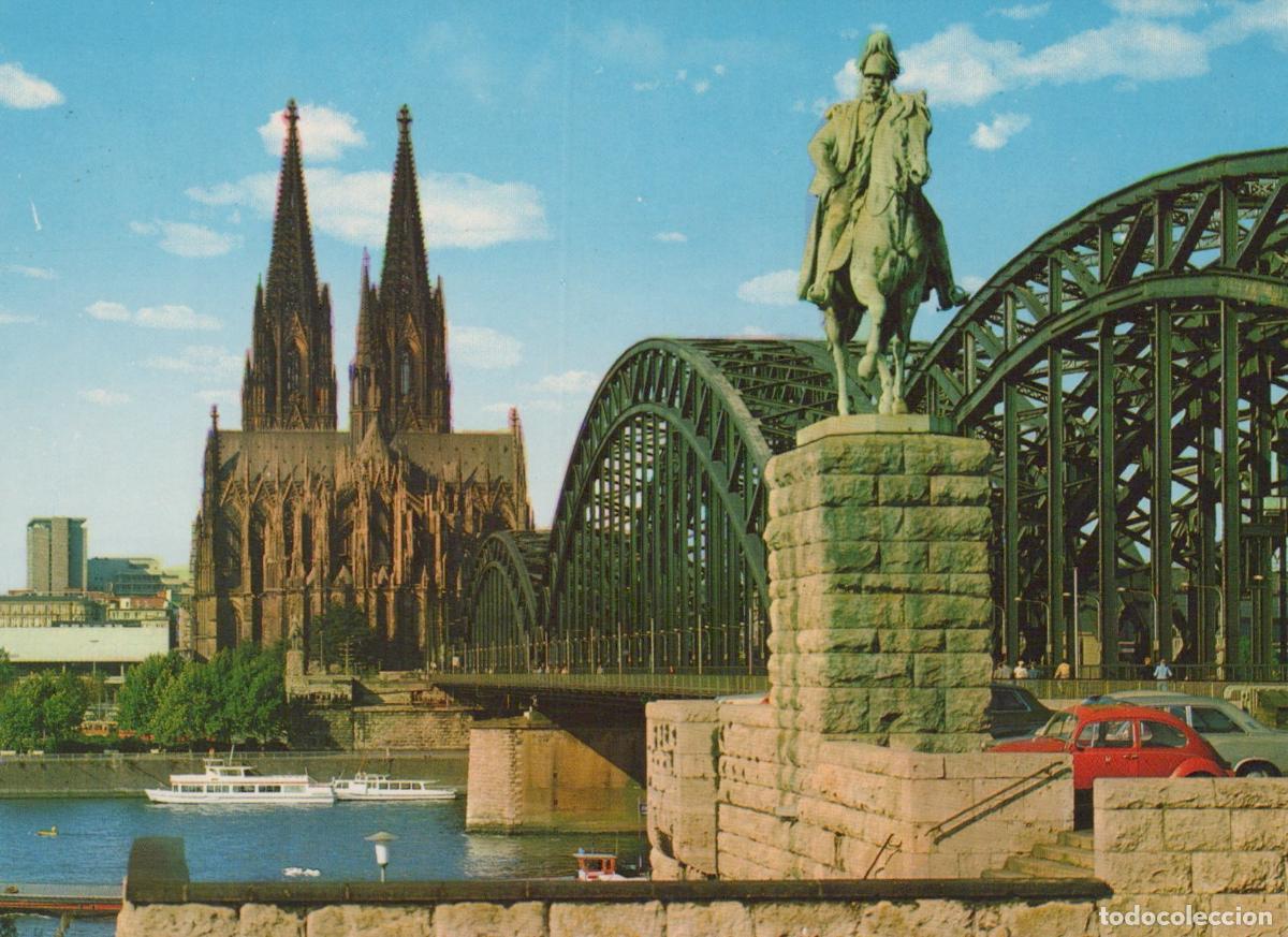 Postcards: Germany Cologne Hohenzollern Bridge and Dom Cathedral With Equestrian *YAT652