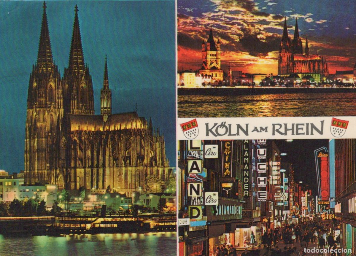 Cartes Postales: Germany Cologne Cathedral At Night Sunset Over and Hohe Stra&szlig;e Shopping *YAT785