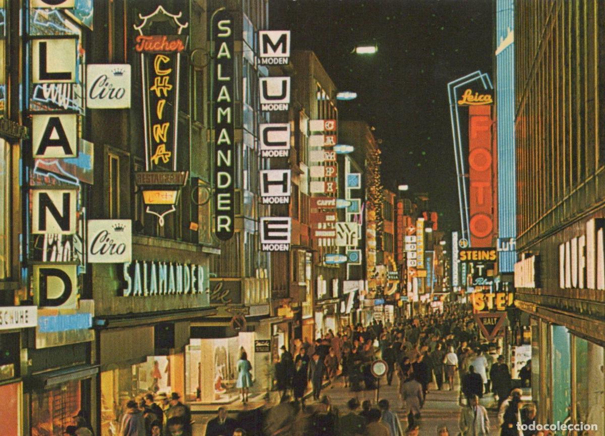 Cartes Postales: Germany Cologne Hohestrasse At Night Busy Shopping Street With Neon *YAT830