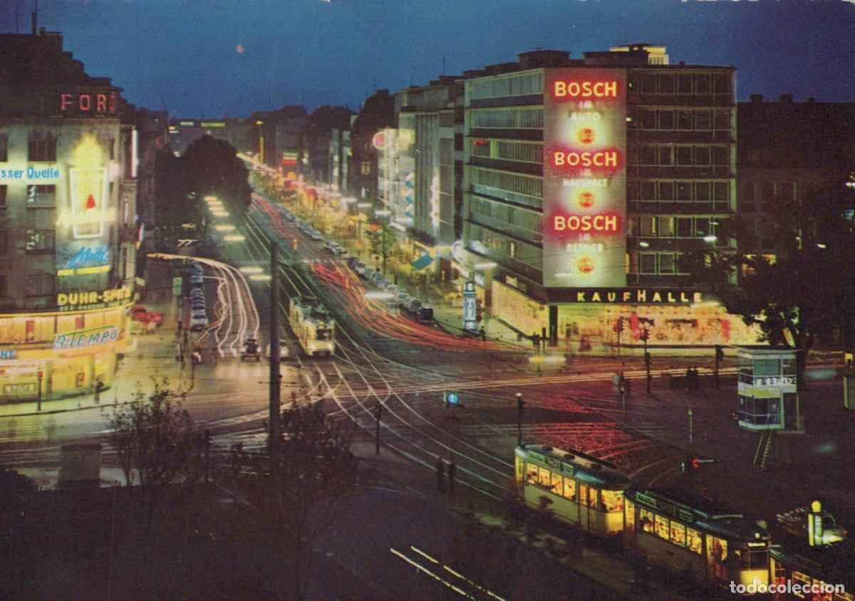 Postcards: Germany Cologne Cityscape Night View With Trams and Bosch Sign *YAT777