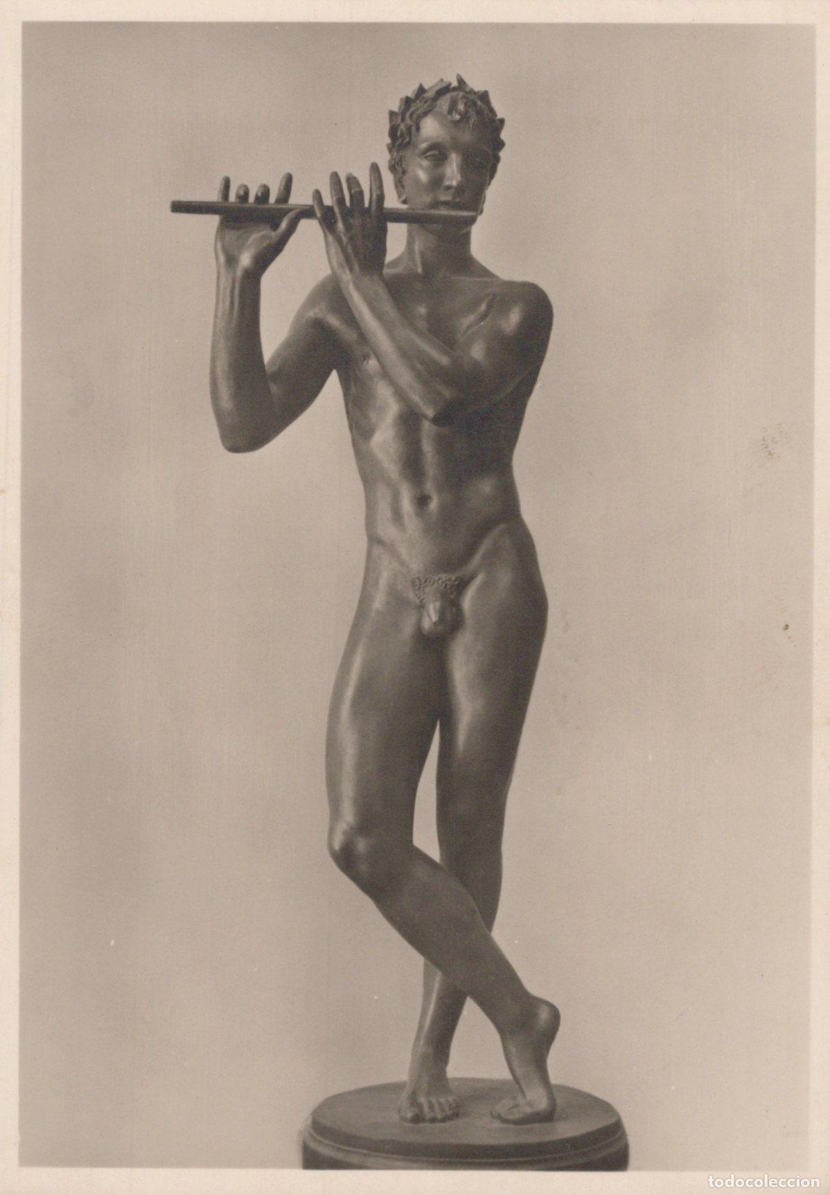 Postcards: Germany Berlin Jakob Wilhelm Fehrle Flute Player Nude Statue Unposted *YAT910
