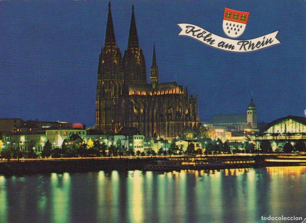 Postales: Germany Cologne Cathedral Dom At Night Rhine River Cityscape Illuminated *YAT877