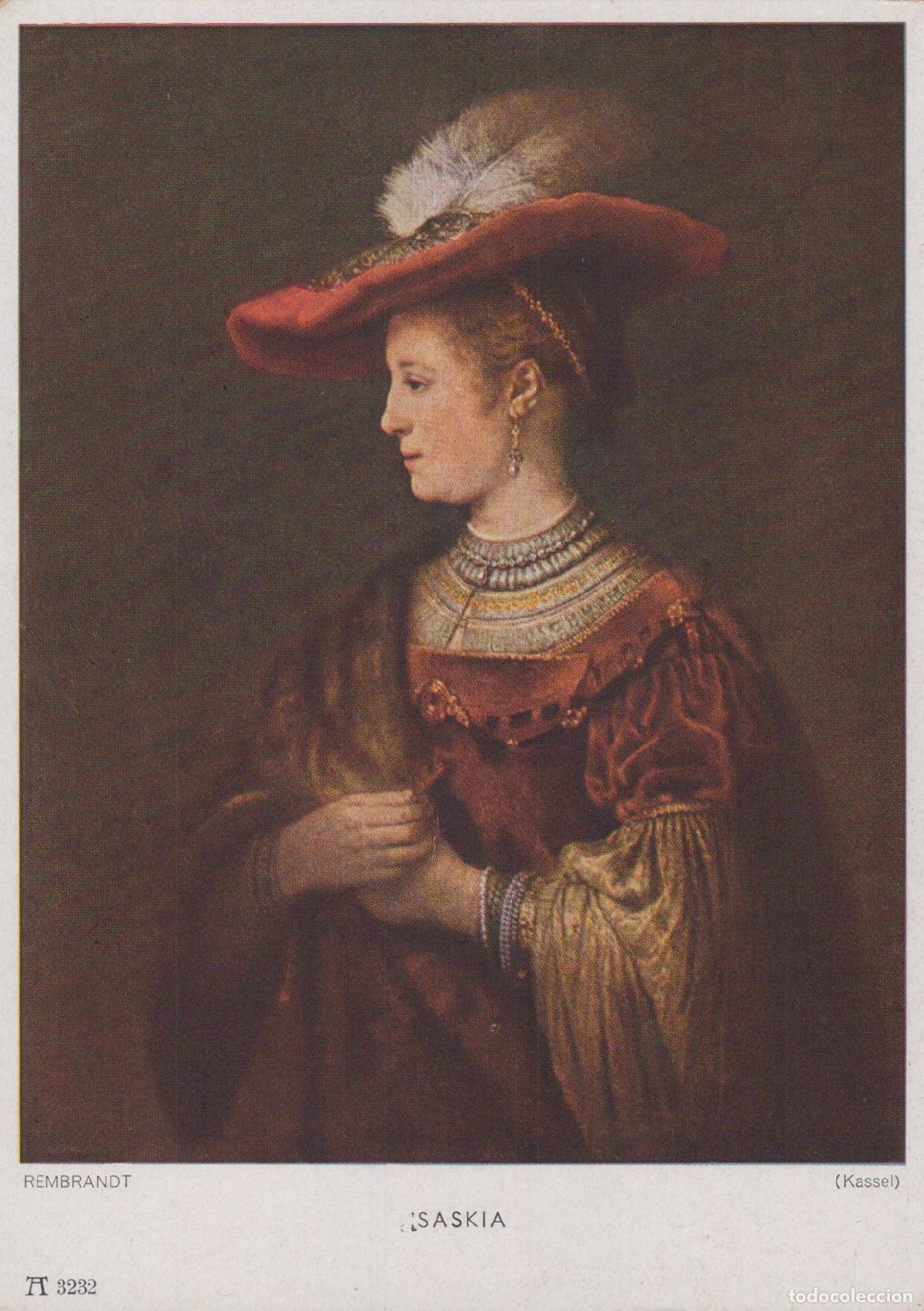 Postcards: Germany Kassel Rembrandt Saskia Portrait Painting Woman Red Hat Unposted *YAU024