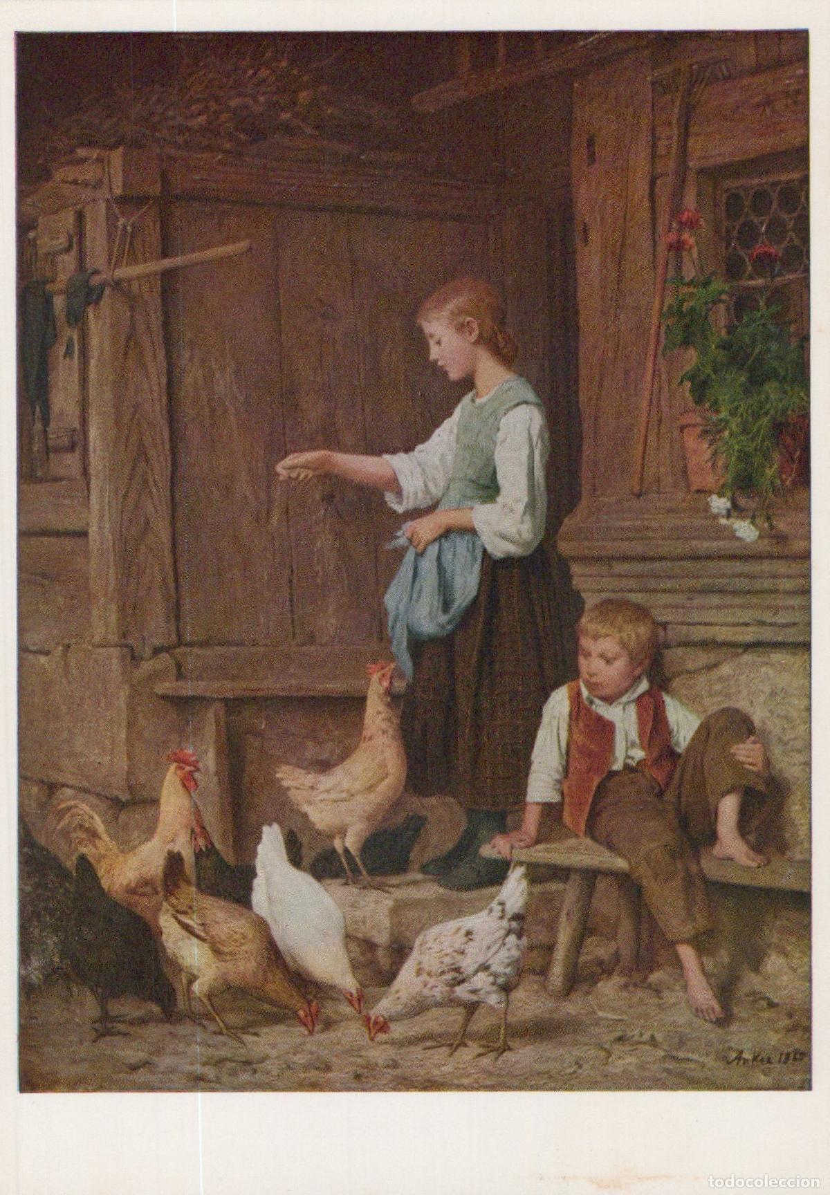 Cartoline: Switzerland Ebmatingen Albert Anker die H&uuml;hner les Poules Unposted *YAU205