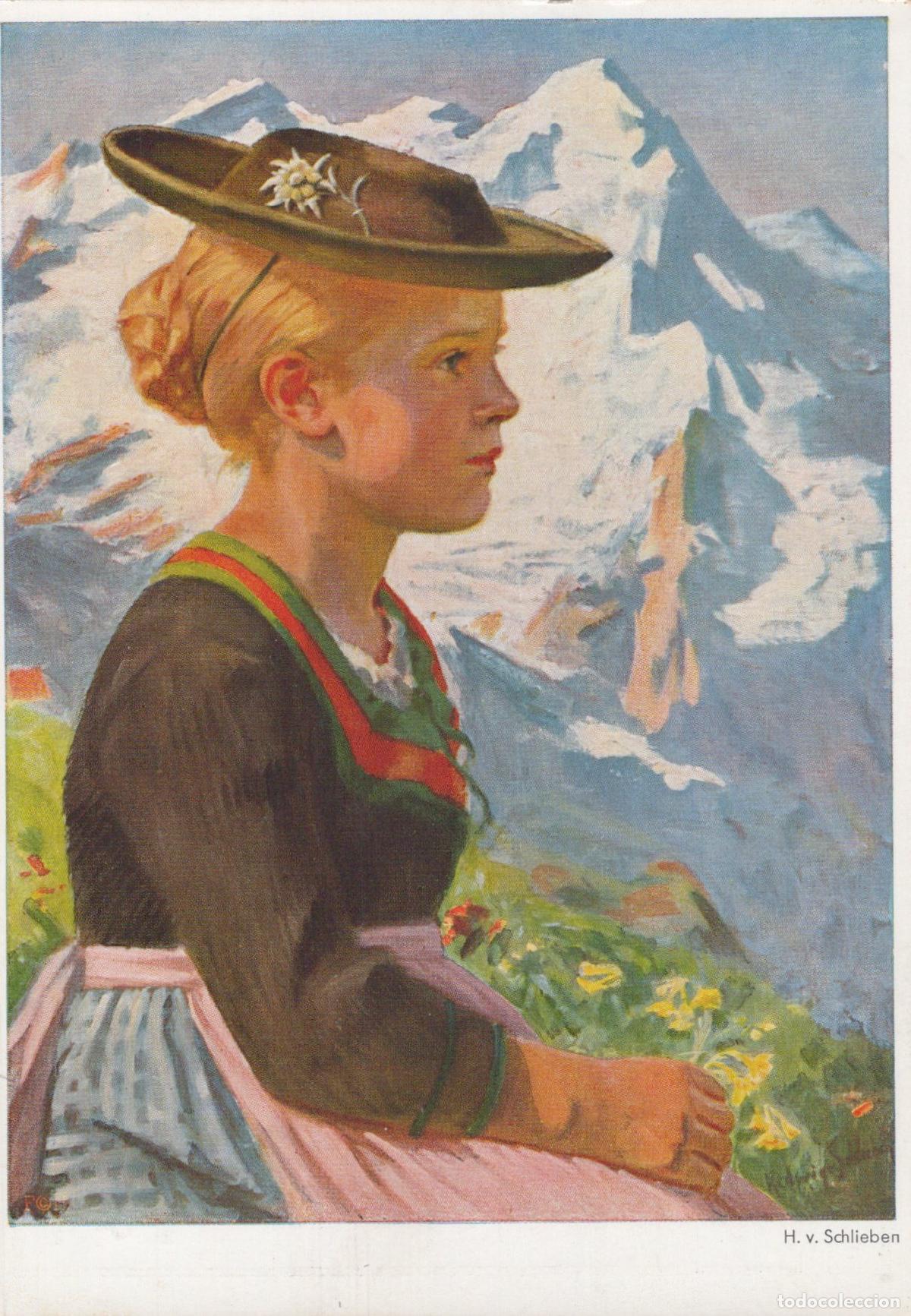 Postales: Germany Munich German Alps Traditional Costume Girl Edelweiss Unposted *YAU443