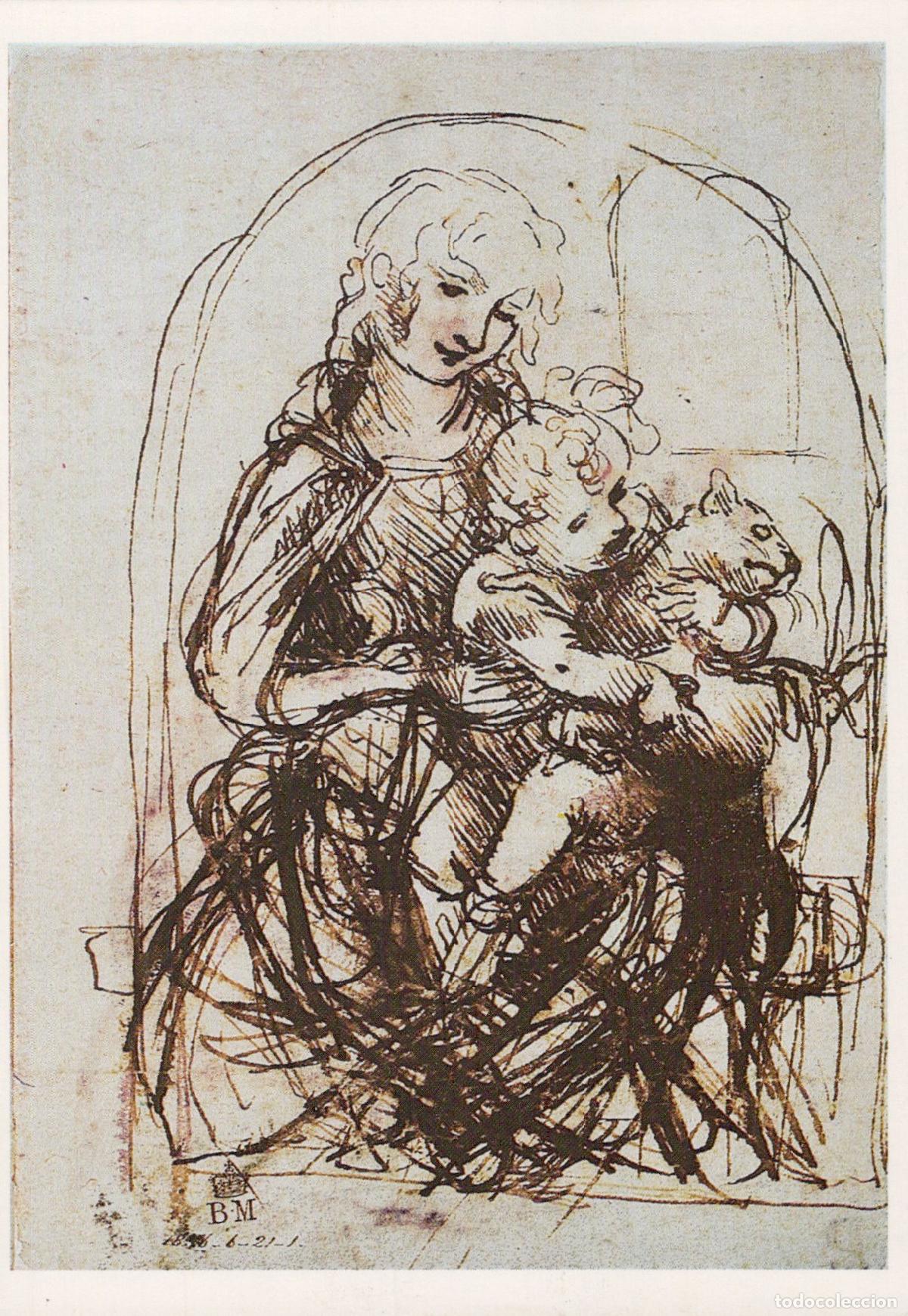 Postales: United Kingdom London The Virgin and Child With A Cat A Sketch By *YAU498