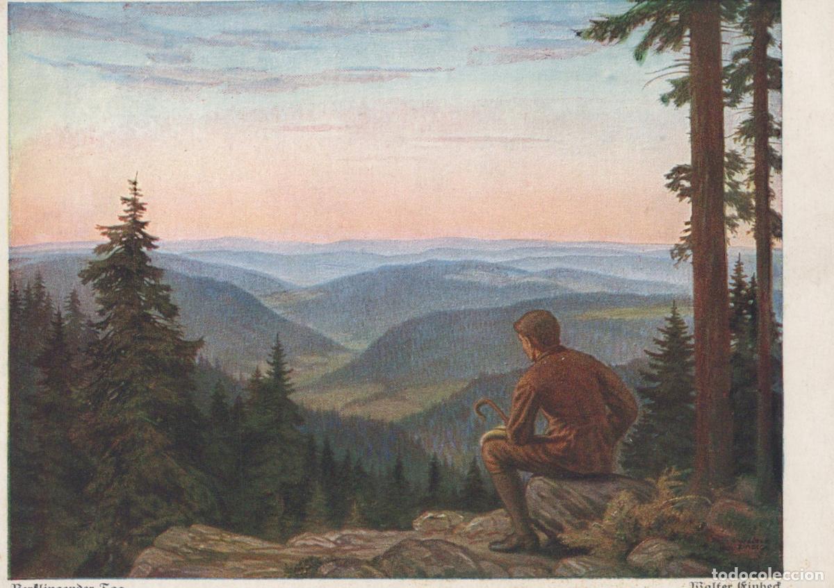 Cartoline: Germany Mountain Landscape Man Sitting On Rock Verklingender Unposted *YAU688