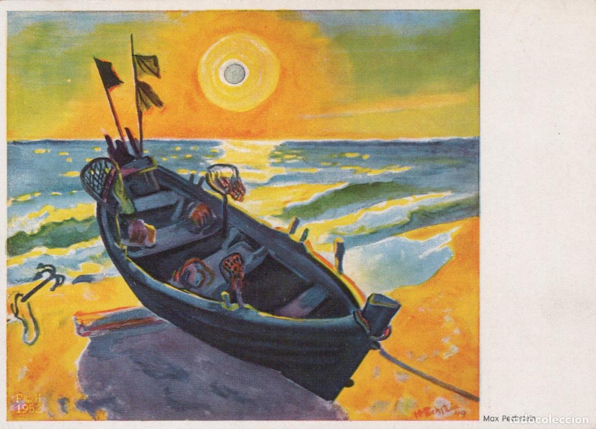 Cartes Postales: Germany Max Pechstein Boat At Sunrise Expressionist Art Unposted *YAU905