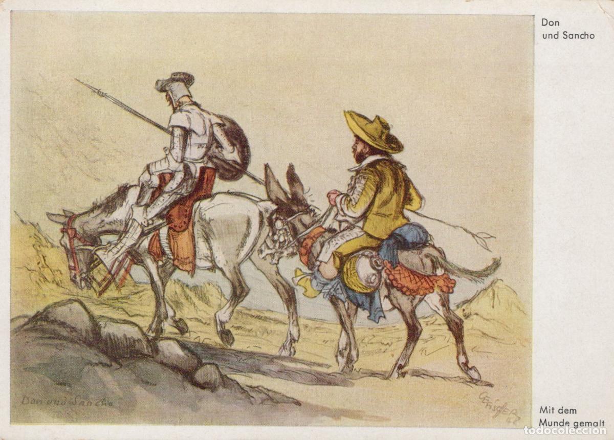 Postales: Germany Don Quixote and Sancho Panza On Horse and Donkey Art Unposted *YAU996