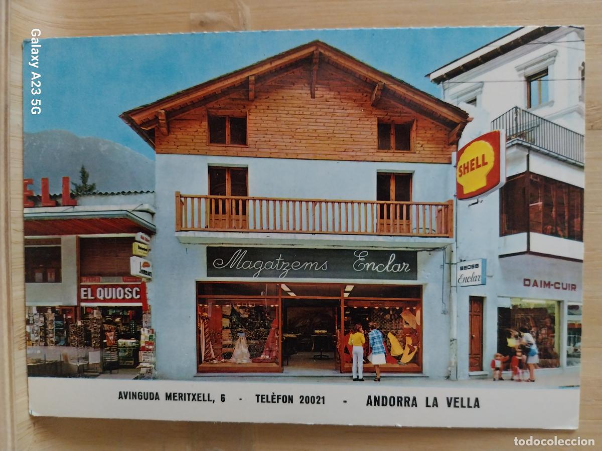 Postales: ANDORRA LA VELLA AV MERITXELL ED FOTO JOAN SC ORIGINAL ANIMADA CARTEL SHELL MAGATZEMS ENCLAR