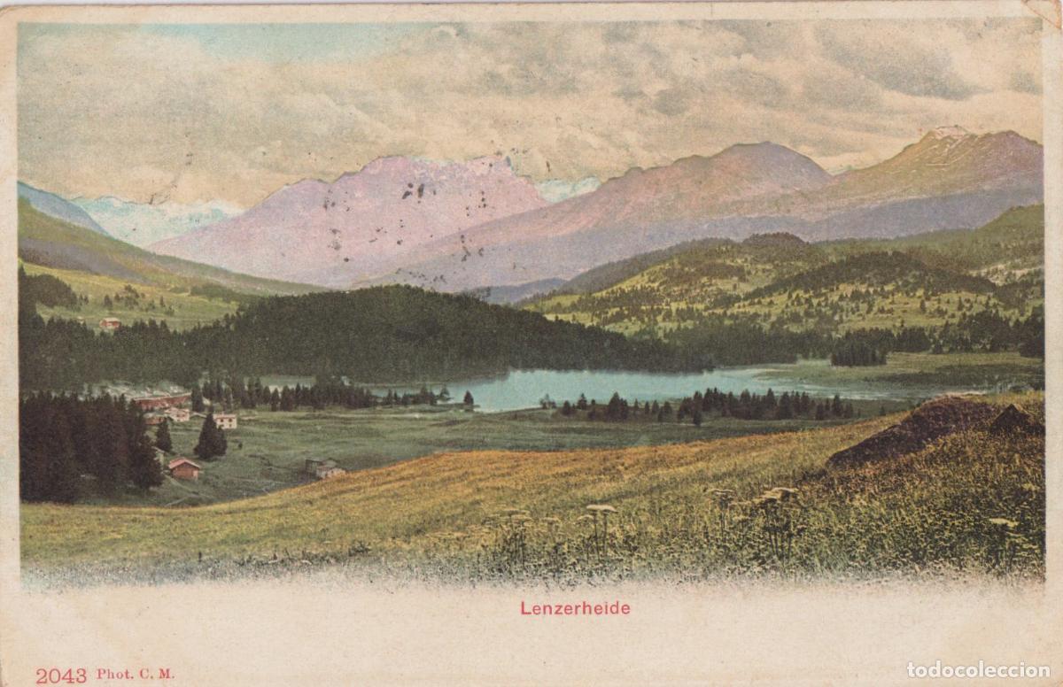Postales: SUIZA, CANTON LOS GRISONES, LENZERHEIDE, LAGO HEIDSEE &ndash; PHOT.C.M.2043 - CIRCULADA 1907