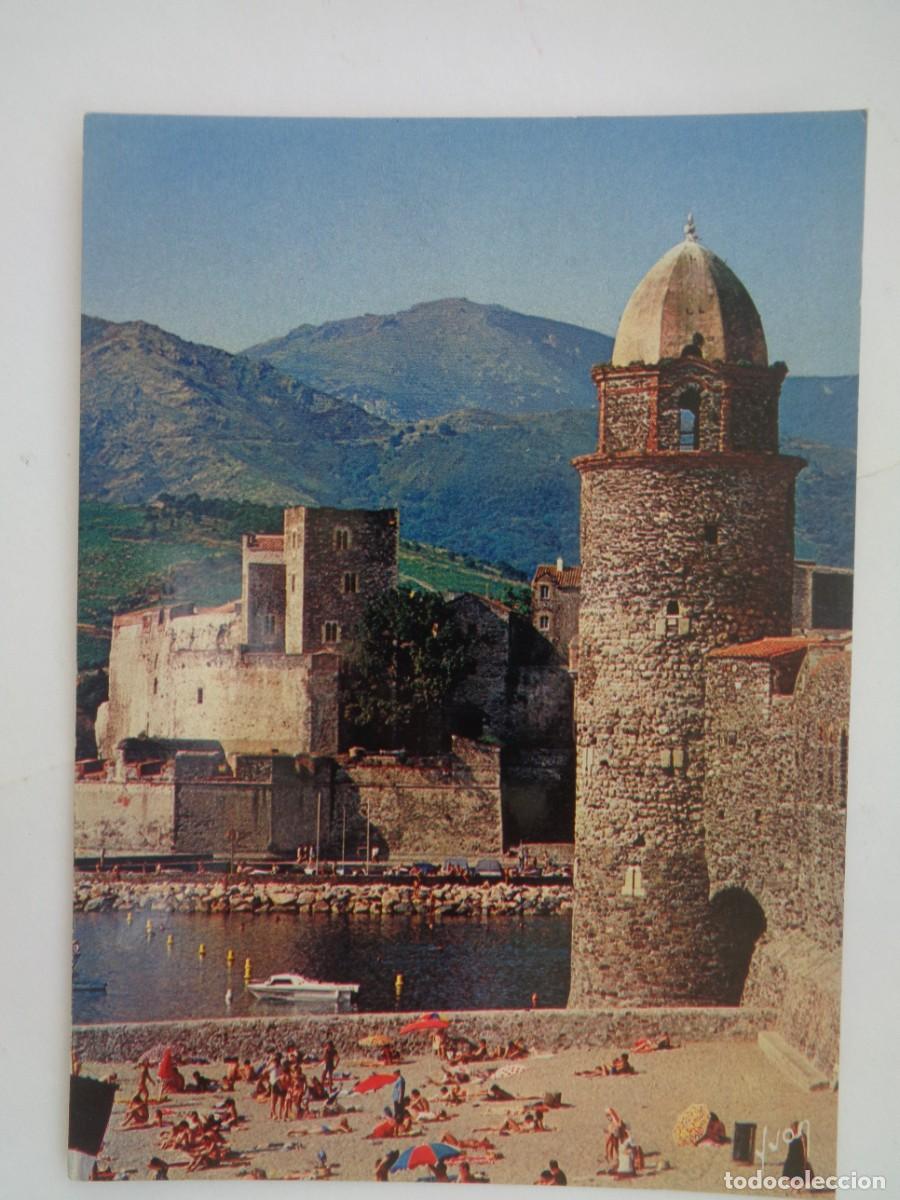 Postkarten: POSTAL DE COLLIOURE ( FRANCIA ): LA PLAYA , LA IGLESIA Y EL CASTILLO