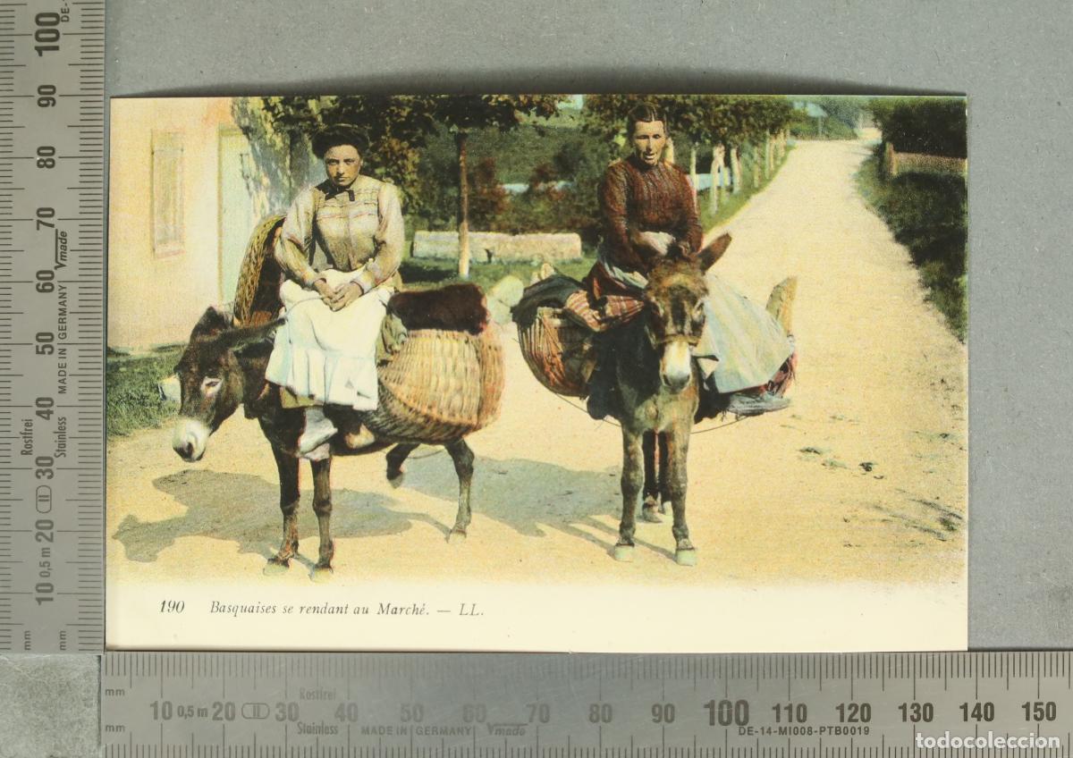 Postales: POSTAL. Pais Vasco - Basquaises se rendant au Marche - Tipos vascos - Aldeanas en burro - L.L.