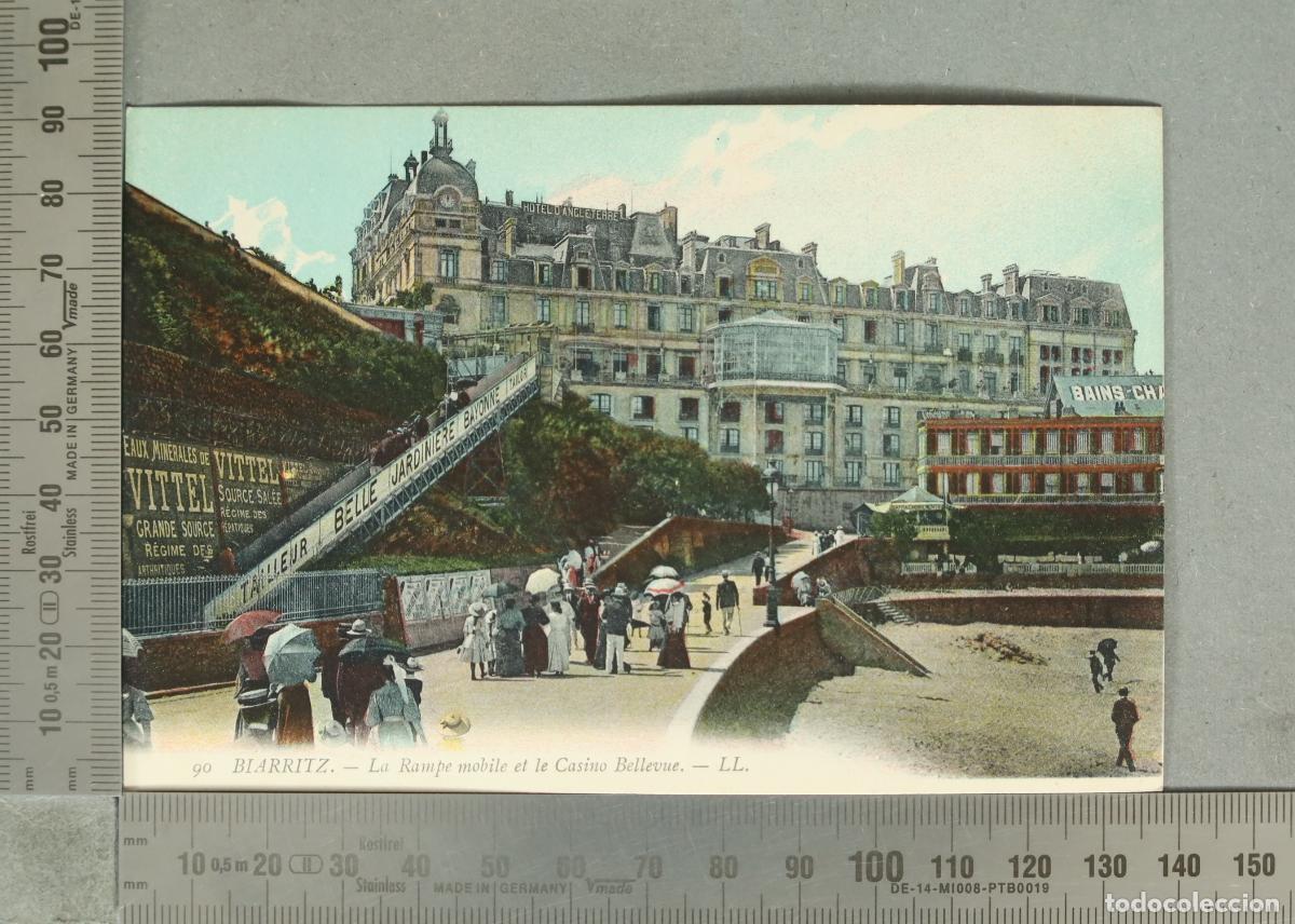 Postales: POSTAL. Biarritz - La Rampe mobile et le Casino Bellevue