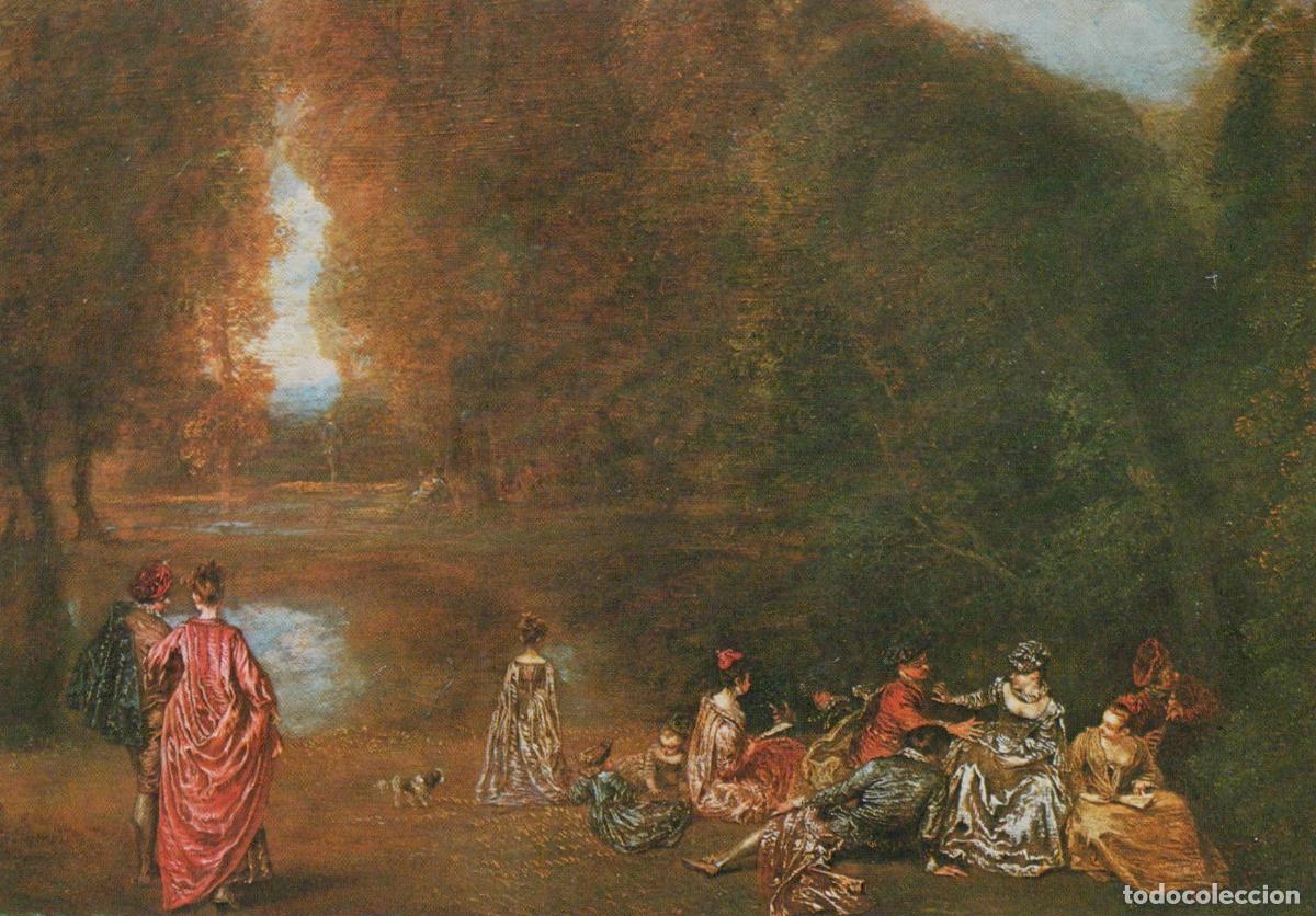 Postales: France Paris Jean Antoine Watteau Assembled in A Park Rococo Unposted *YAV044