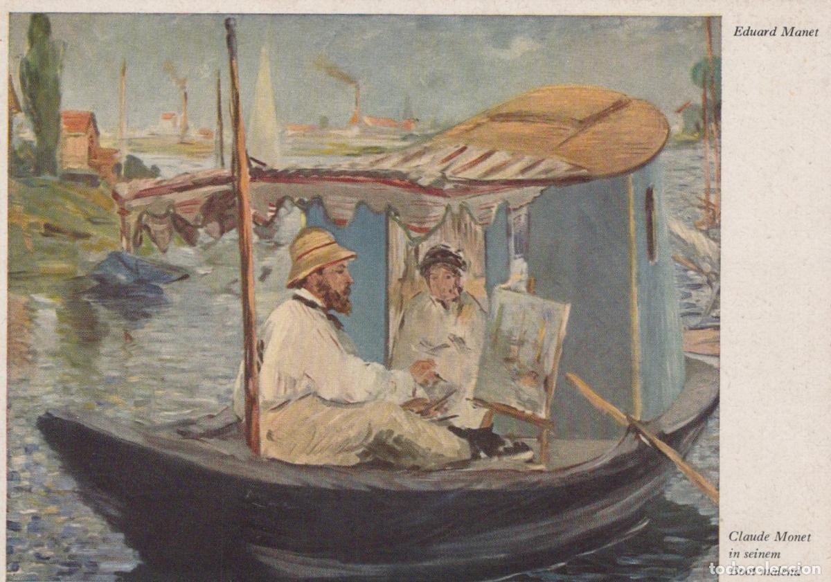 Postkarten: Germany Munich Eduard Manet Claude Monet Painting in His Studio Unposted *YAV053