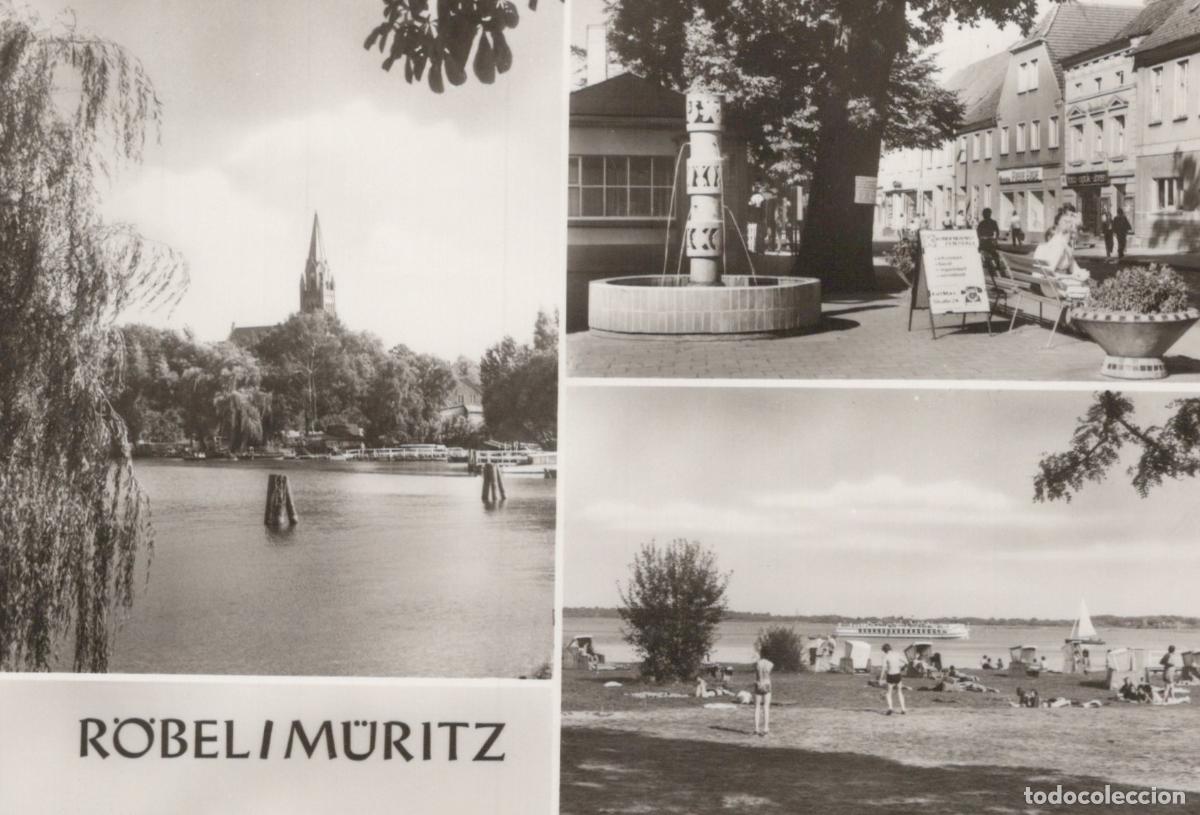 Cartes Postales: Germany Robel M&uuml;ritz Lake Town Square Fountain Beach Real Photo Unposted *YAV094