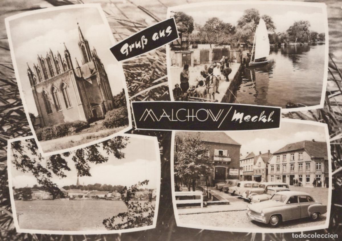 Postcards: Germany Malchow Meckl Multi View Church Lake Street Real Photo Unposted *YAV096