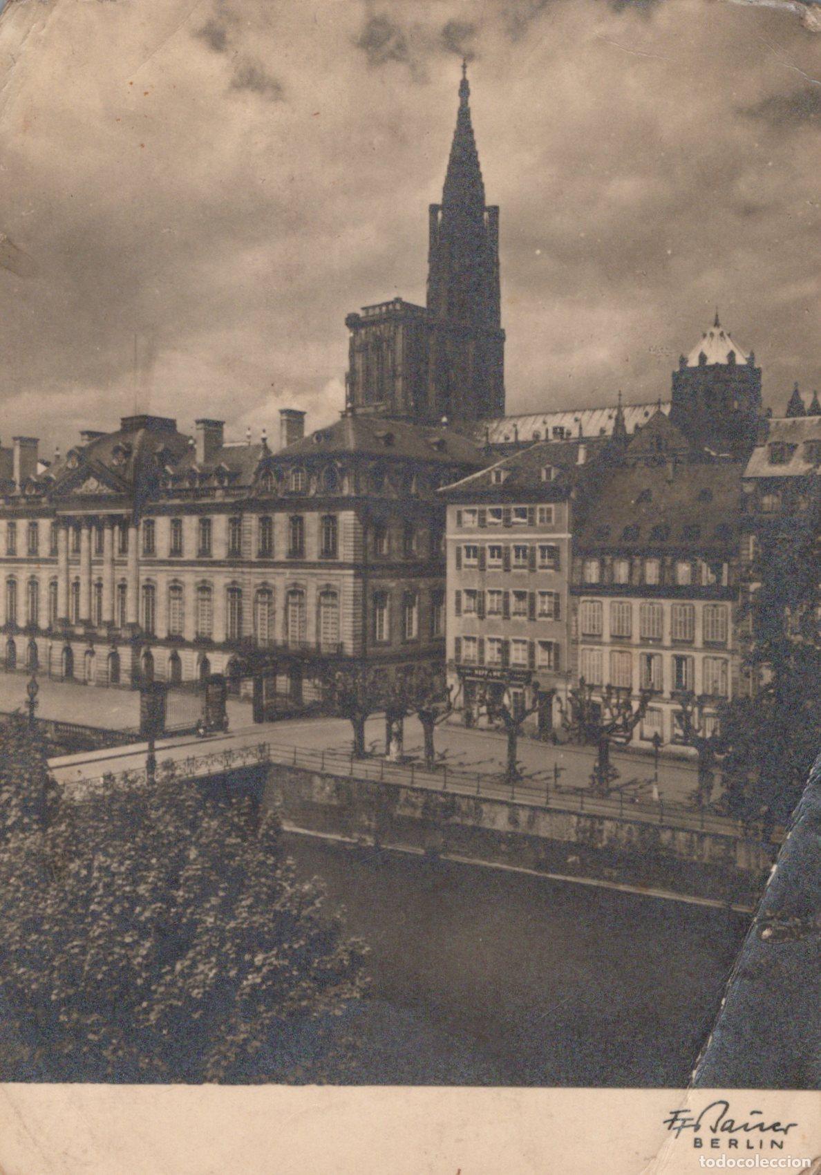 Cartoline: France Strasbourg Cathedral Cityscape From Rohan Quay 1947 Real Photo *YAV162
