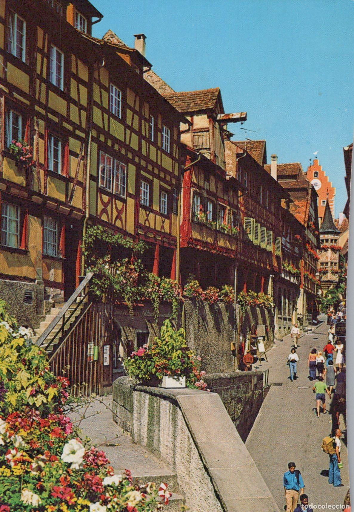 Cartes Postales: Germany Meersburg Steige Street Half Timbered Houses Flowers Unposted *YAV286