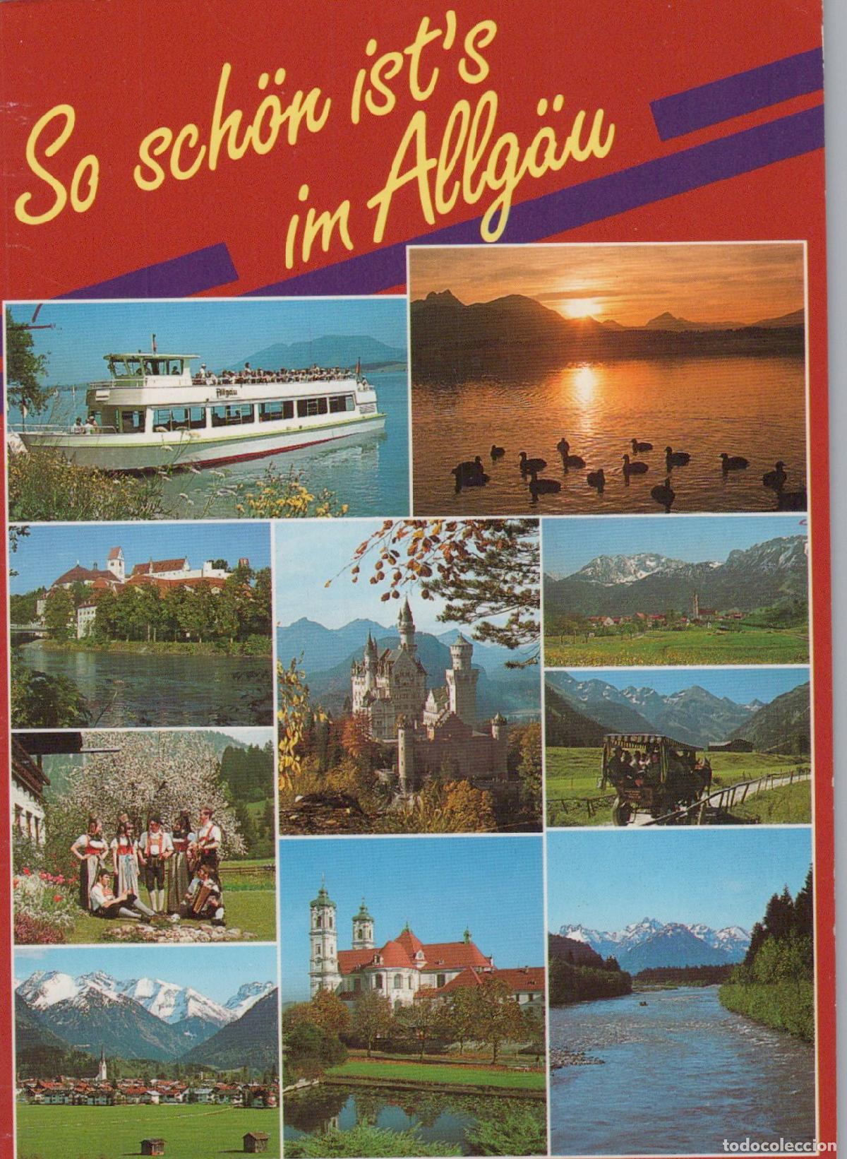 Cartes Postales: Germany Allg&auml;u Multi View Neuschwanstein Castle Lake Mountains People *YAV288