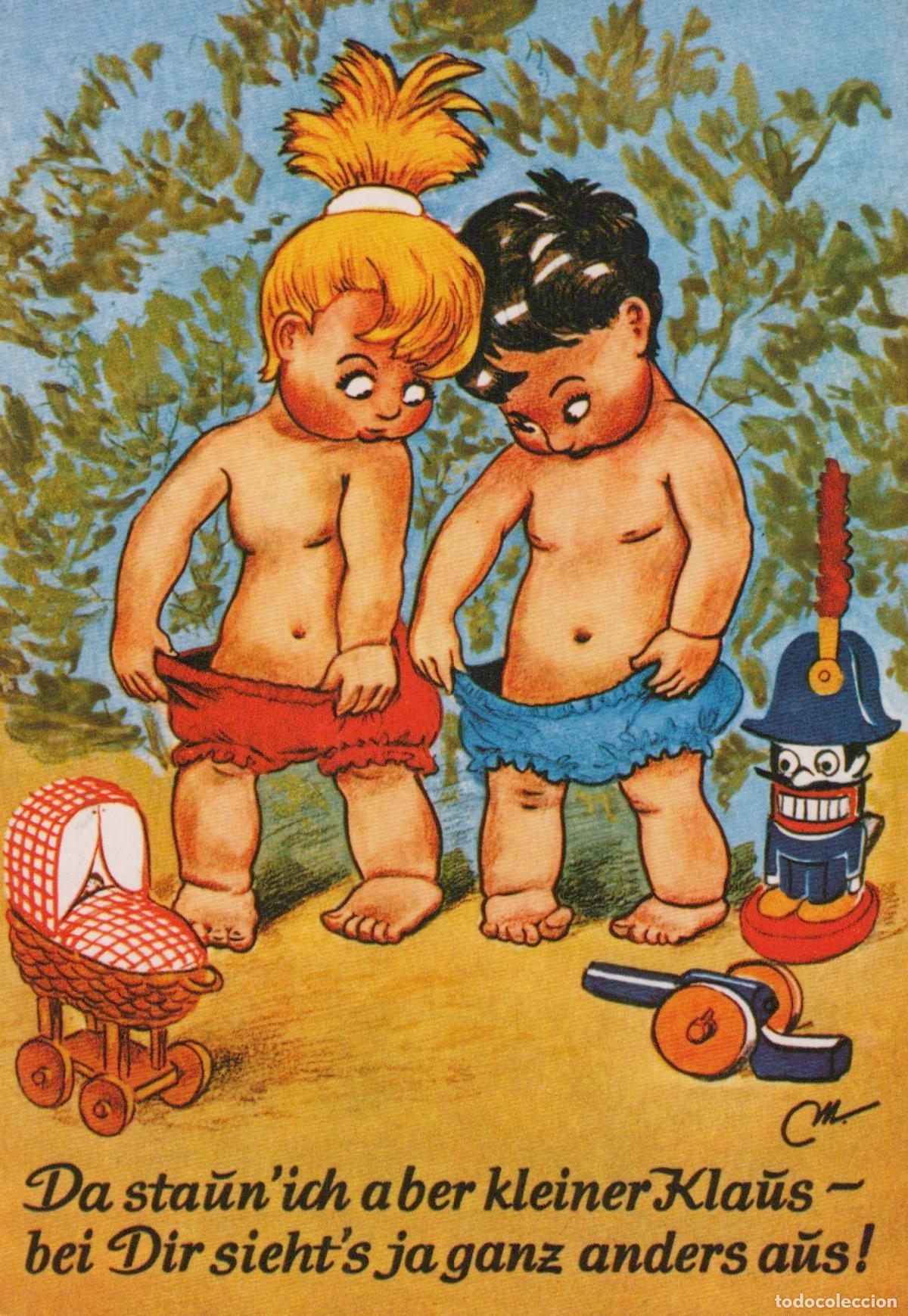 Cartoline: Germany Fallingbostel Funny Children Boy and Girl Comparing Humorous *YAV310