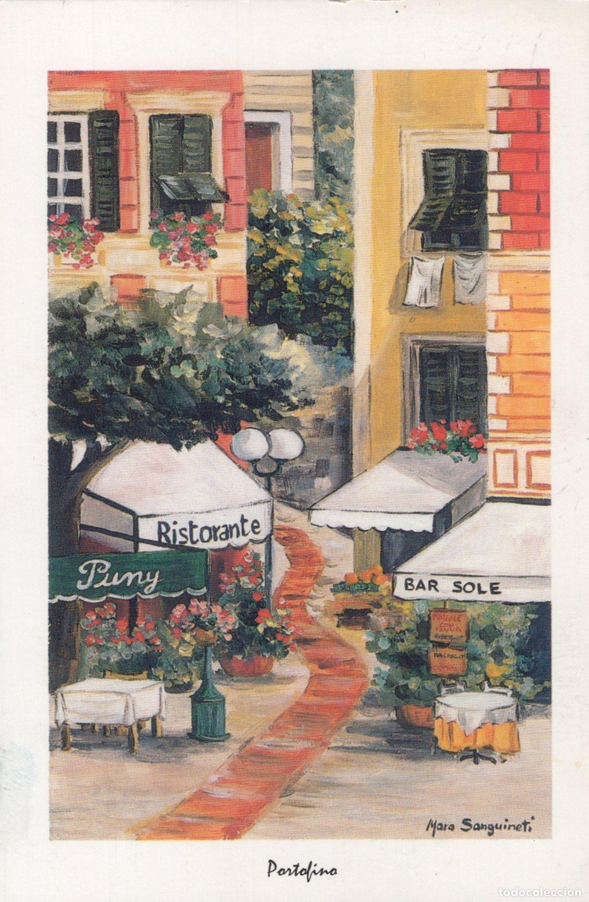 Postcards: Italy Portofino Street Scene With Ristorante and Bar Sole Mara *YAV383