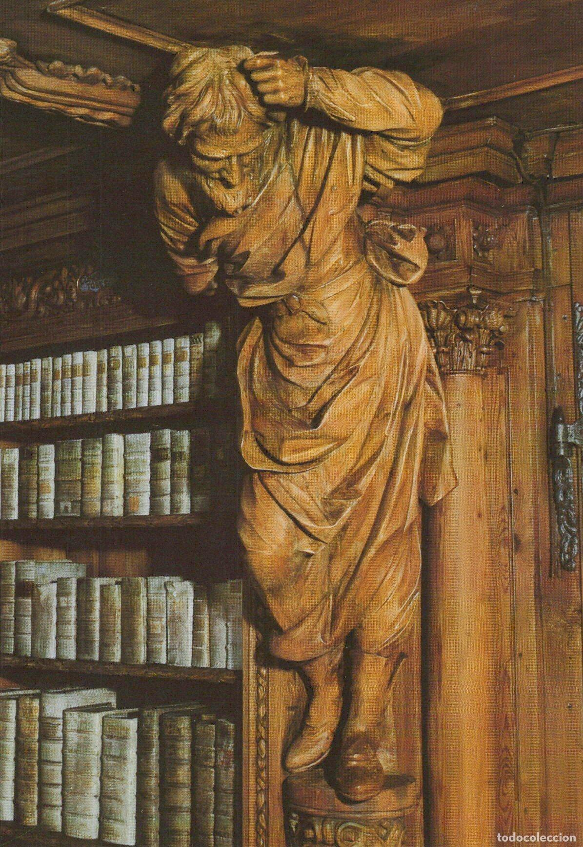 Cartoline: Germany Waldsassen Abbey Library Hall Wooden Atlas Figure Unposted *YAV460