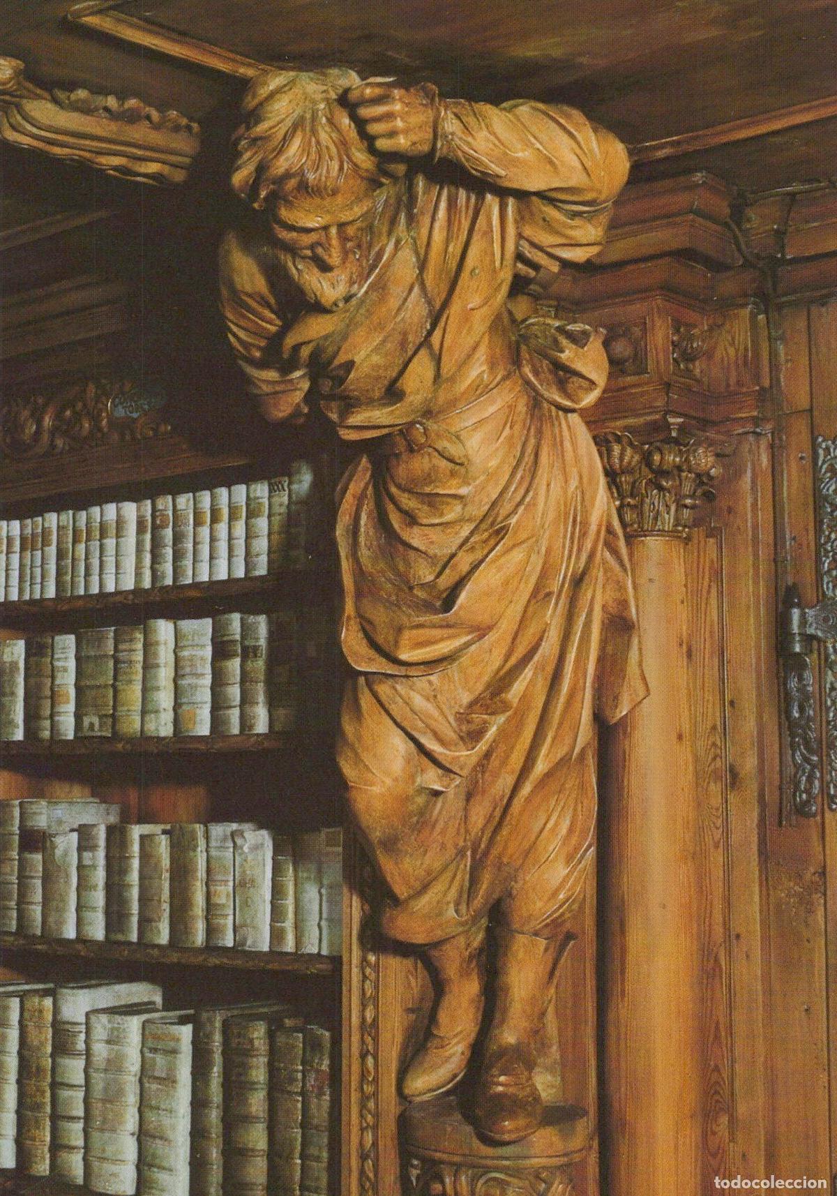 Cartoline: Germany Waldsassen Abbey Library Wooden Atlas Figure Karl Stipp Unposted *YAV461