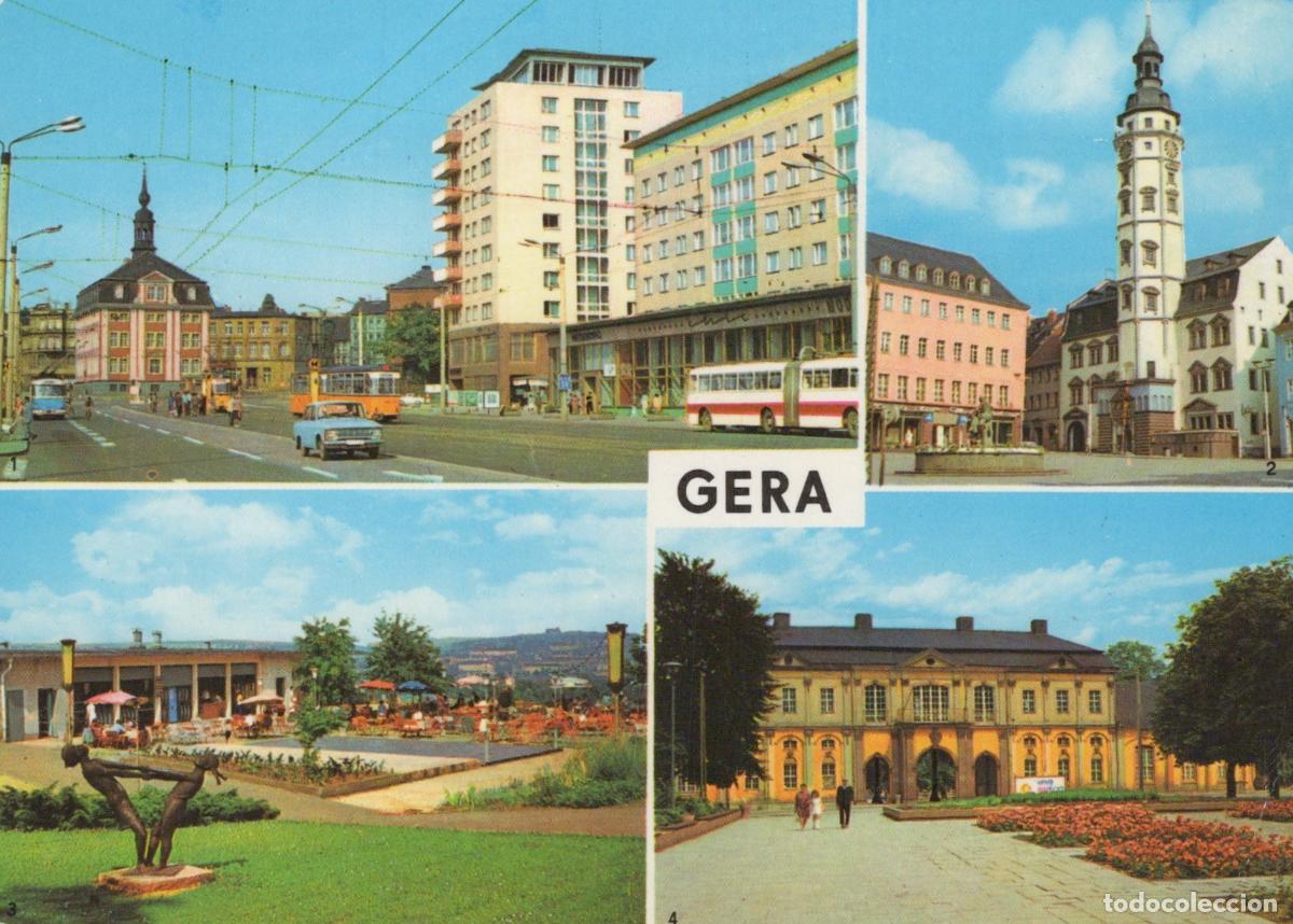 Cartoline: Germany Gera Multi View Street of the Republic Town Hall Unposted *YAV621
