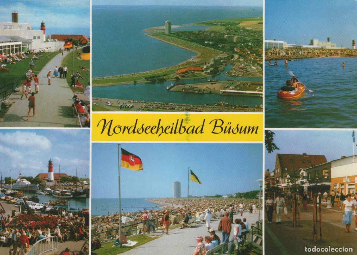 Cartes Postales: Germany B&uuml;sum Nordseeheilbad Multi View Beach Promenade Harbor *YAV648
