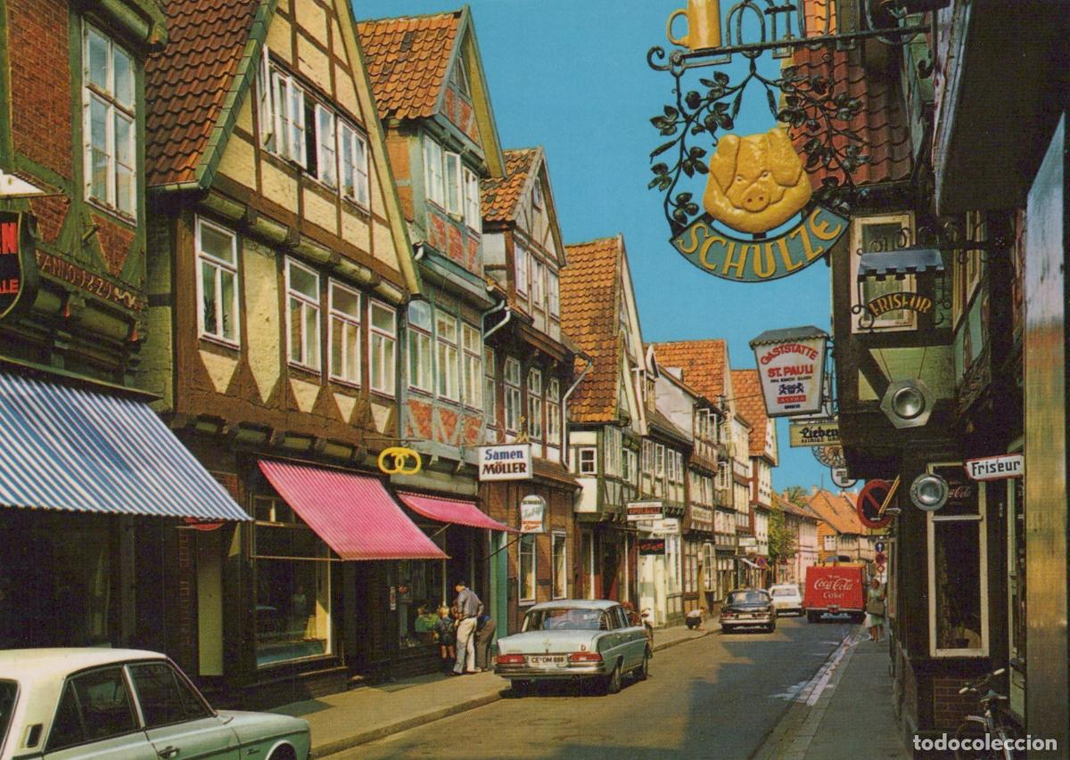 Postcards: Germany Celle Historic Neue Stra&szlig;e With Half Timbered Houses and Shops *YAV487