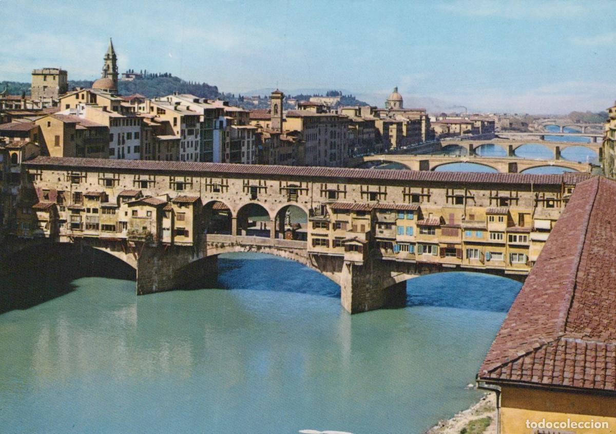 Cartoline: Italy Florence Ponte Vecchio Bridge Arno River Cityscape Vintage *YAV698