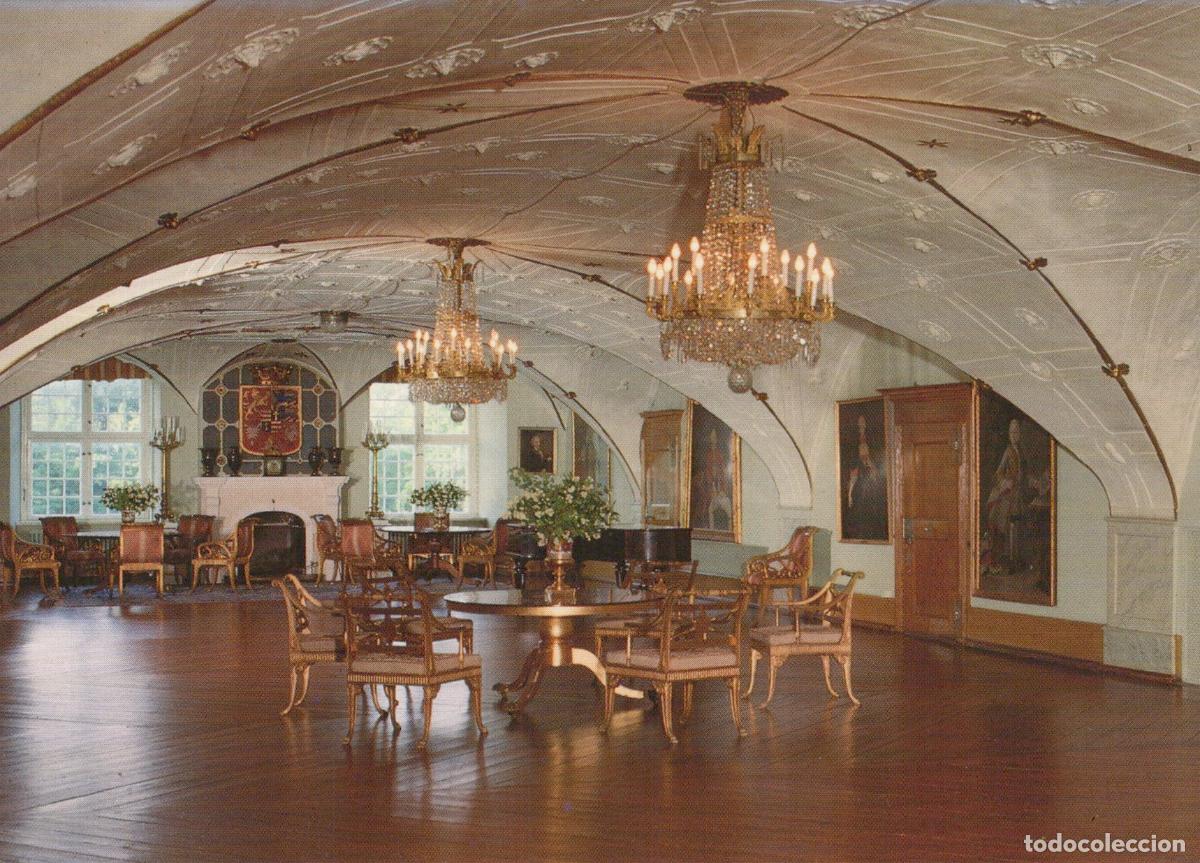 Postales: Germany Gl&uuml;cksburg Castle Red Hall Interior Ornate Chandeliers Unposted *YAV534