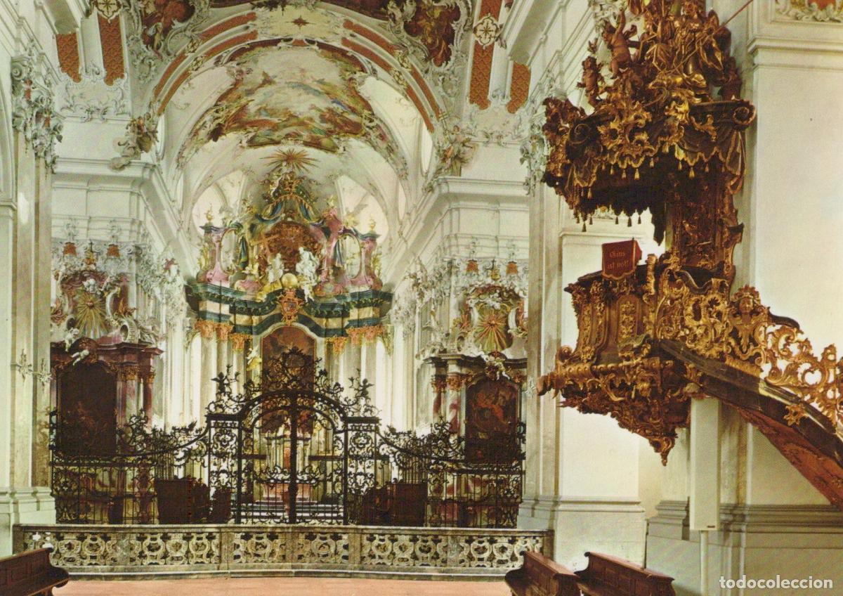 Postales: Germany Amorbach Abbey Church Interior Ornate Pulpit Altar Unposted *YAV537