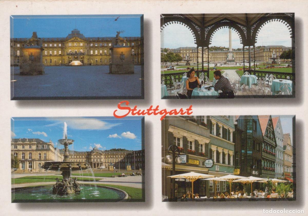 Postkarten: Germany Stuttgart City Views Palace Fountain Cafe Architecture Unposted *YAV765