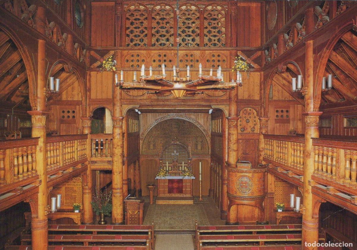Cartoline: Germany Hahnenklee Nordische Stabkirche Interior Wooden Church Unposted *YAV798