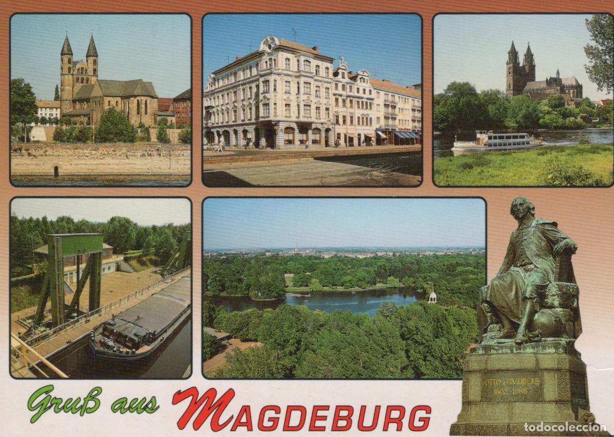 Postcards: Germany Magdeburg Multi View Cathedral Elbe River Ship Lift Unposted *YAV582
