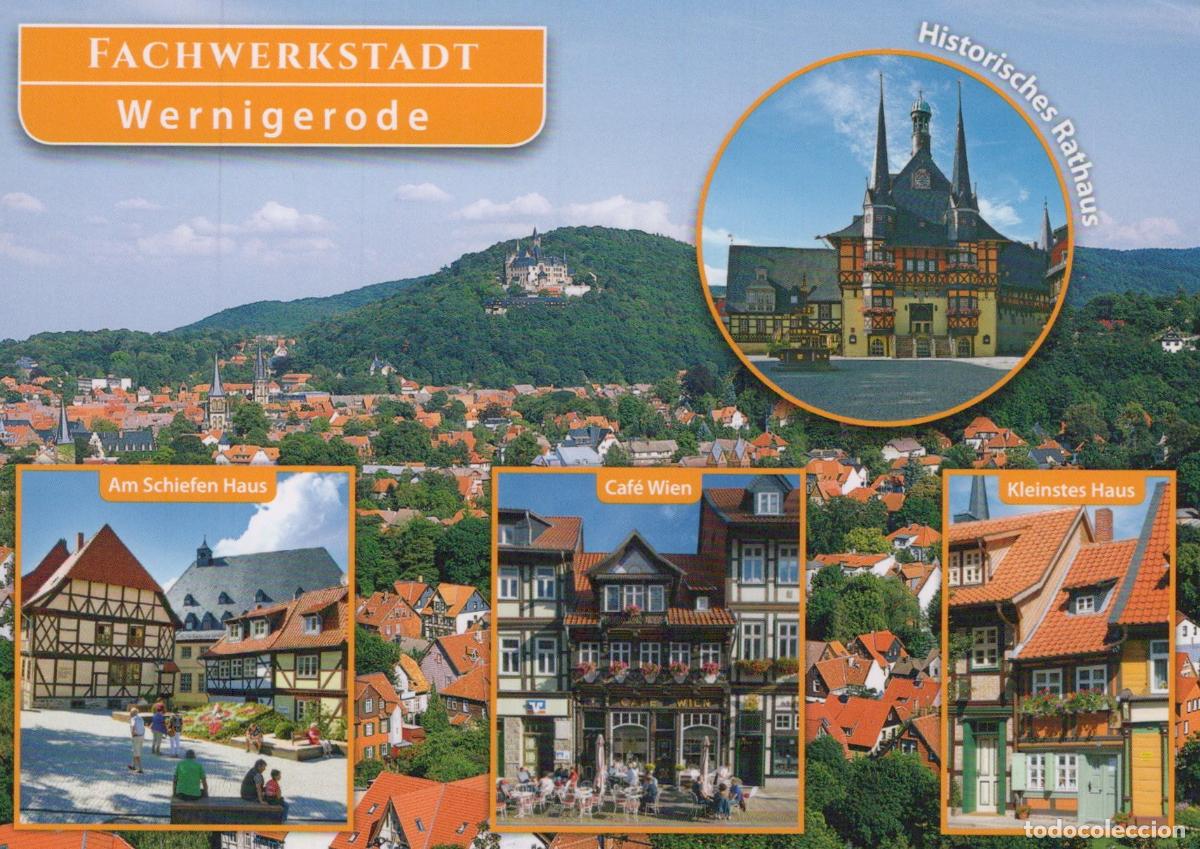 Postcards: Germany Wernigerode Historic Town Hall Half Timbered Houses Cafe Wien *YAV846