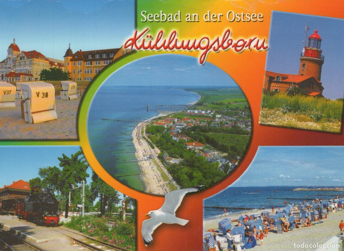 Postcards: Germany K&uuml;hlungsborn Baltic Sea Resort Lighthouse Beach Train Collage *YAV614