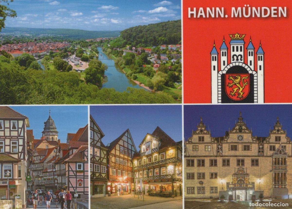 Postcards: Germany Hann M&uuml;nden Weser River Half Timbered Houses Town Hall *YAV866