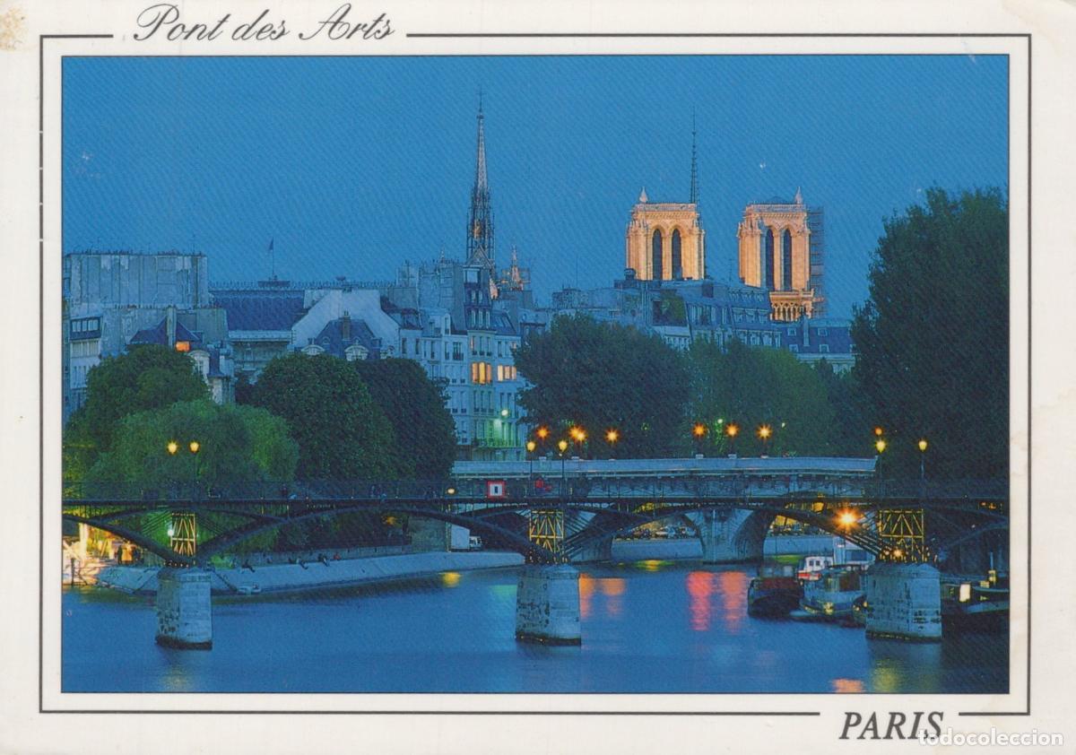 Postcards: France Paris Pont des Arts Bridge Notre Dame Cathedral Seine River Night *YAV888