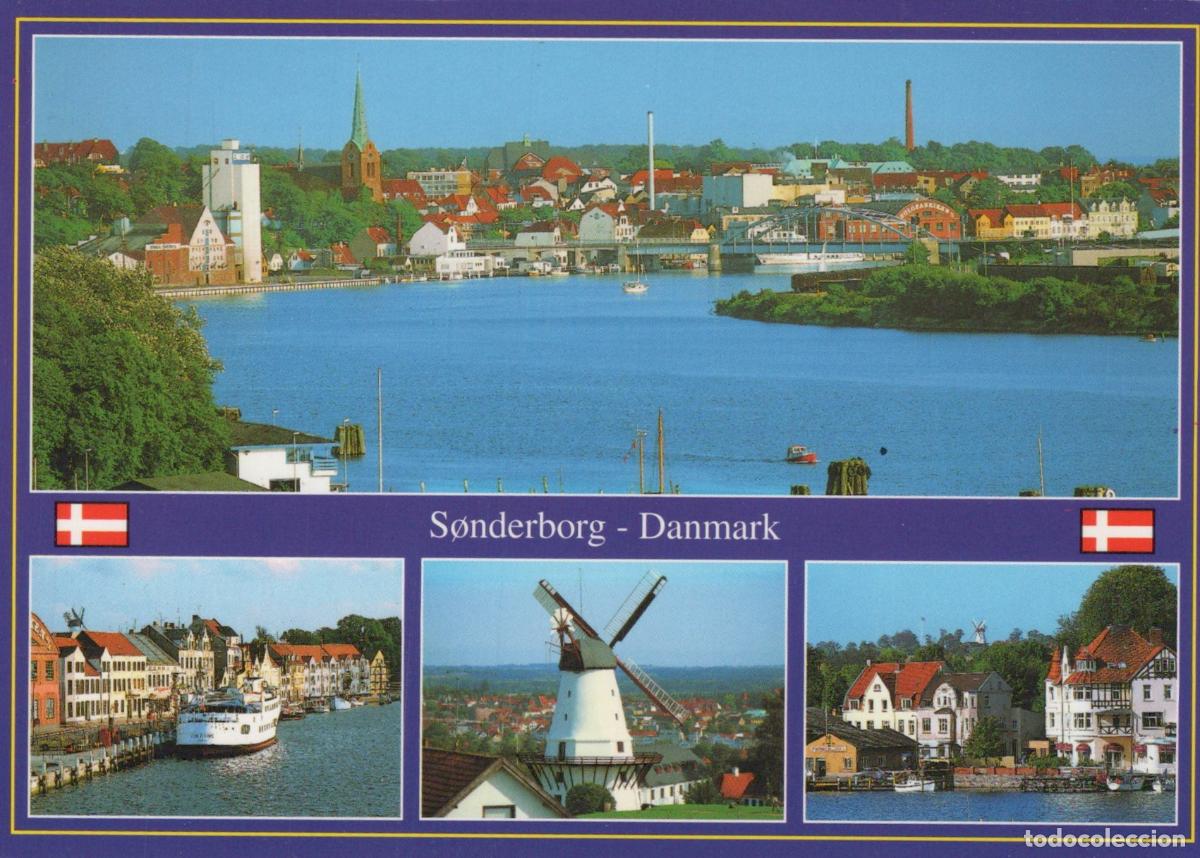 Postcards: Denmark Sonderborg Panoramic View With Windmill and Harbor 1990s *YAV895