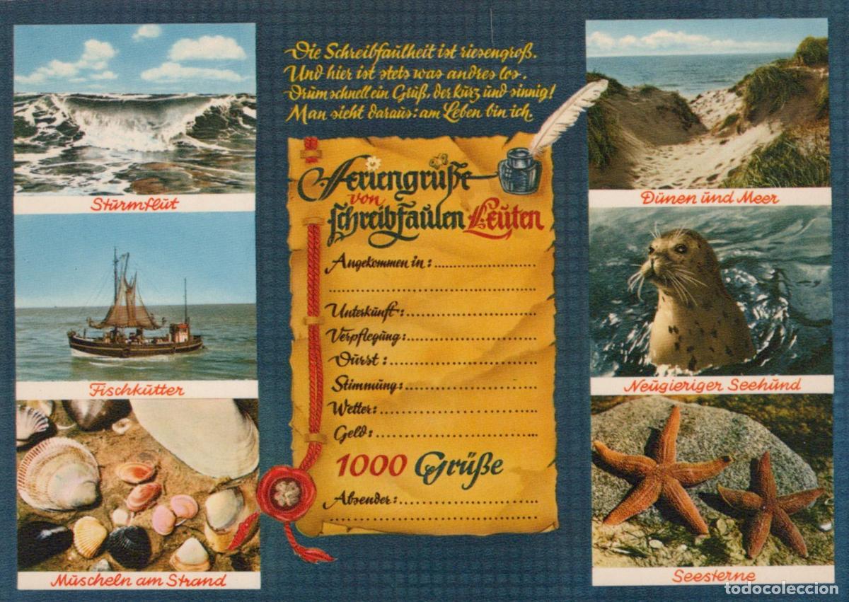 Postcards: Germany L&uuml;beck Collage of North Sea Scenes Storm Tide Fishing C Unposted *YAV652