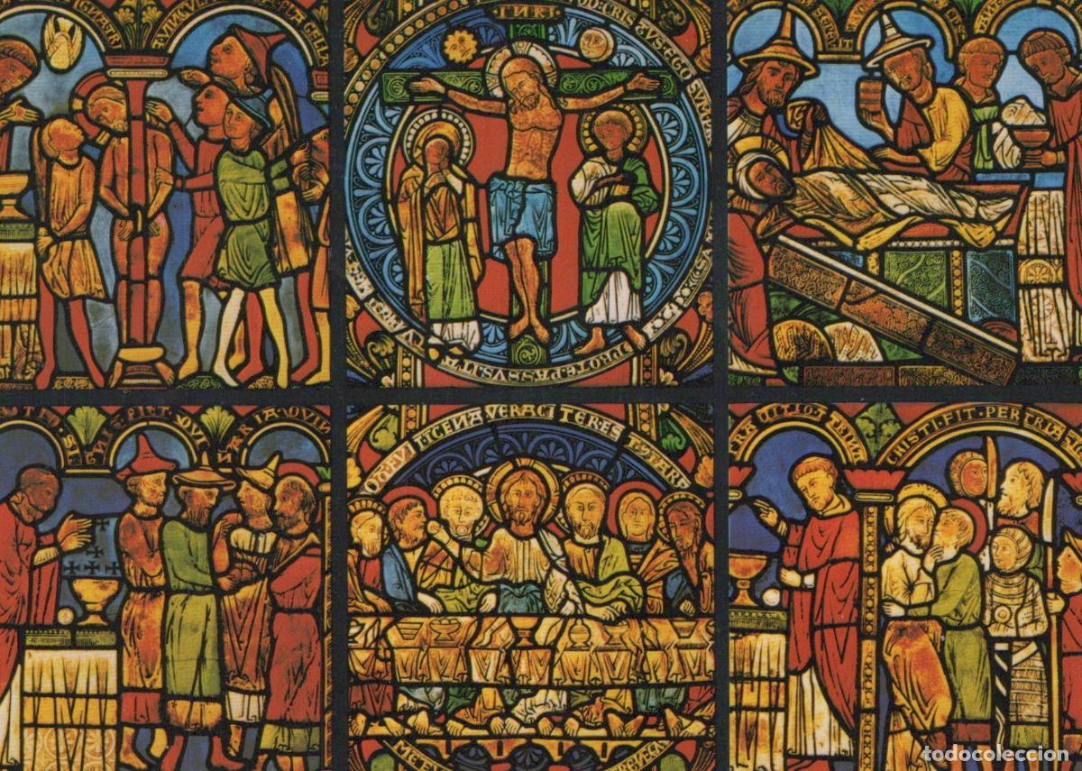 Postales: Germany B&uuml;cken Stiftskirche Christ Window 13th Century Stained Glass Art *YAV707