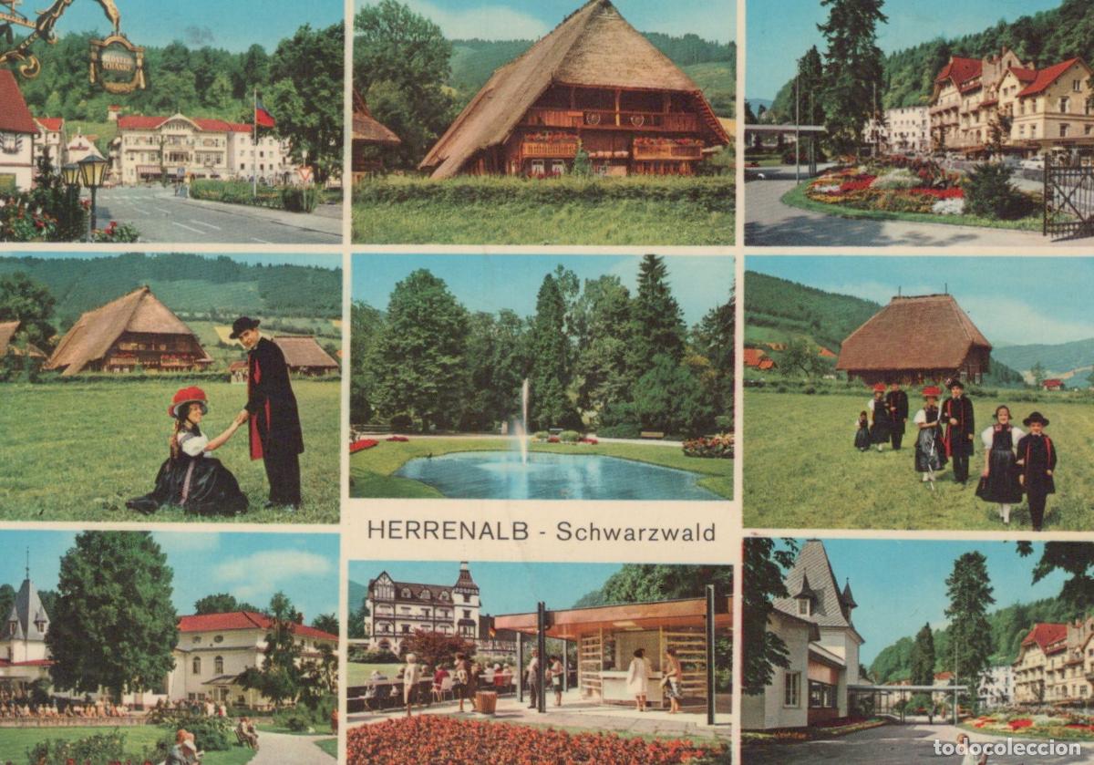 Postales: Germany Herrenalb Multi View Traditional Buildings People Fountain *YAV968