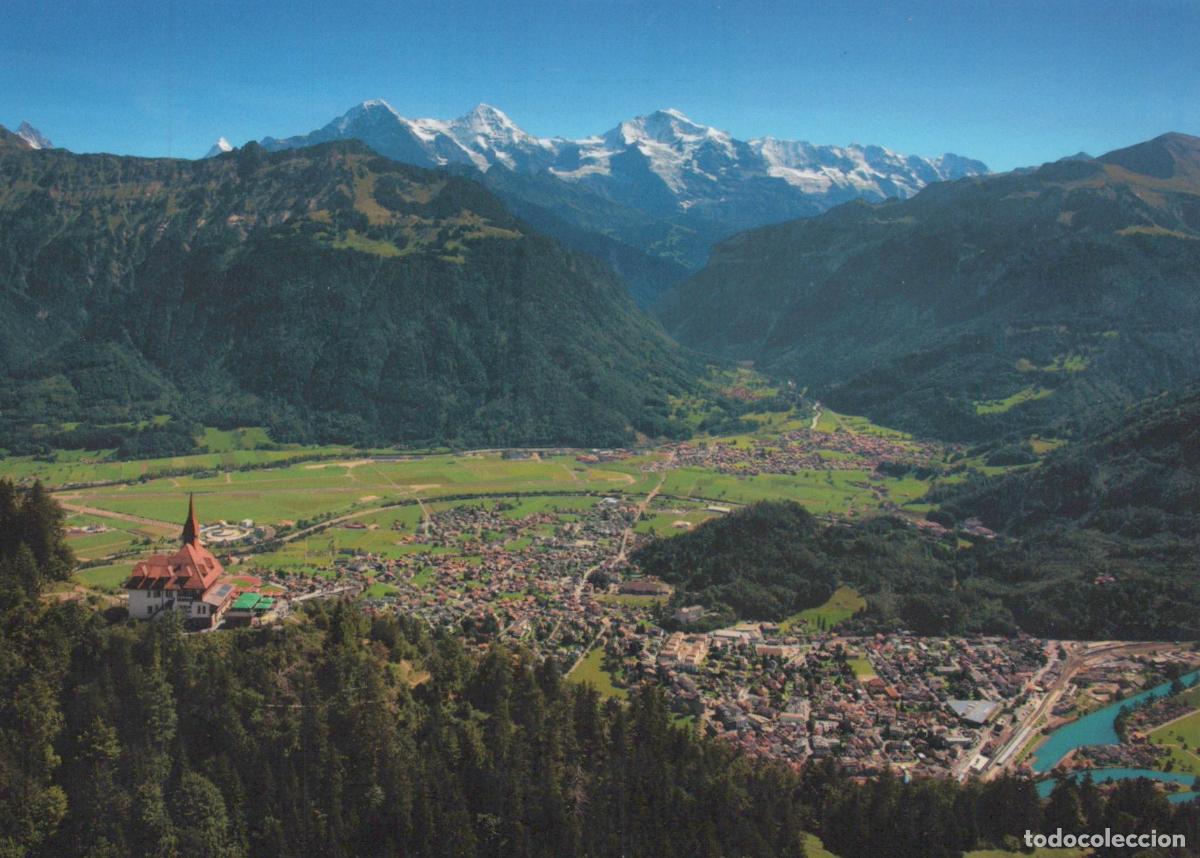 Postales: Switzerland Interlaken Panoramic View of Town and Jungfrau Mountains *YAV996