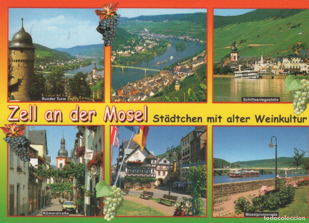 Postcards: Germany Zell an der Mosel Multi View Runder Turm Moselpromenade Ship *YAV802