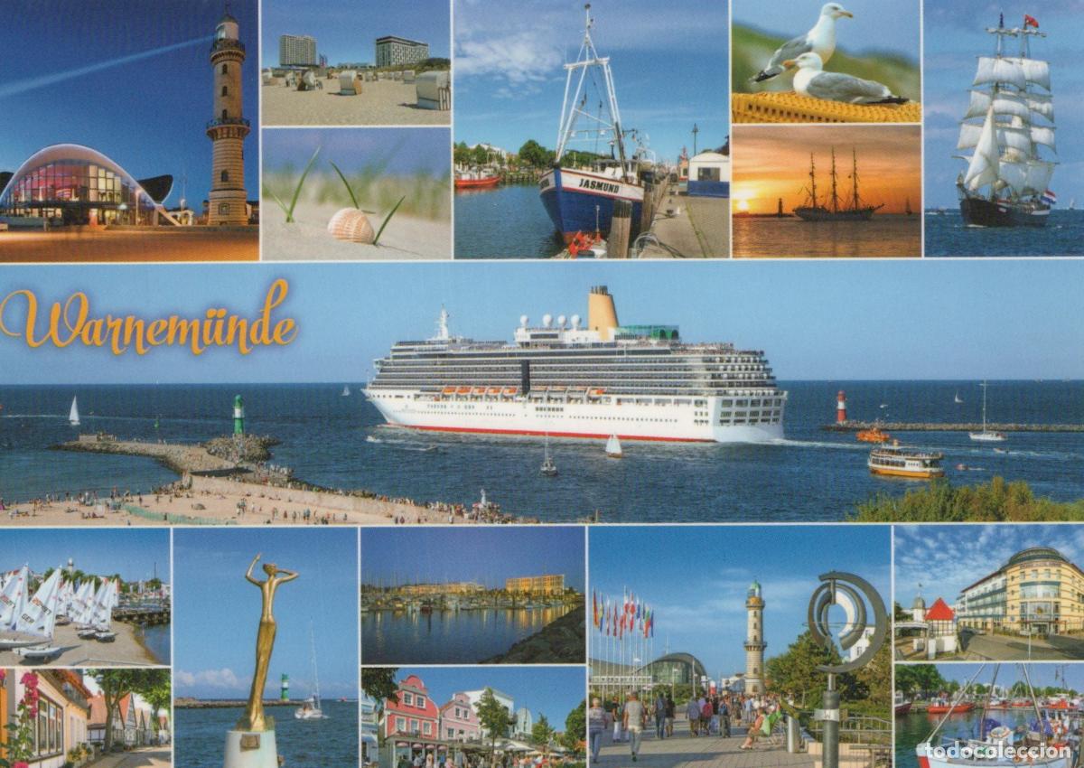 Postcards: Germany Warnemunde Multi View Cruise Ship Lighthouse Beach Seaport *YAV809